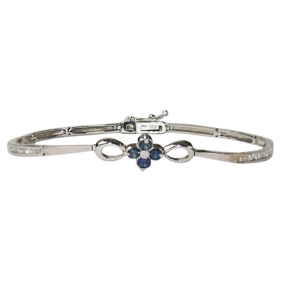 14K White Gold Sapphire and Diamond Bracelet