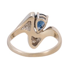 14K White Gold Sapphire and Diamond Cocktail Estate Ring
