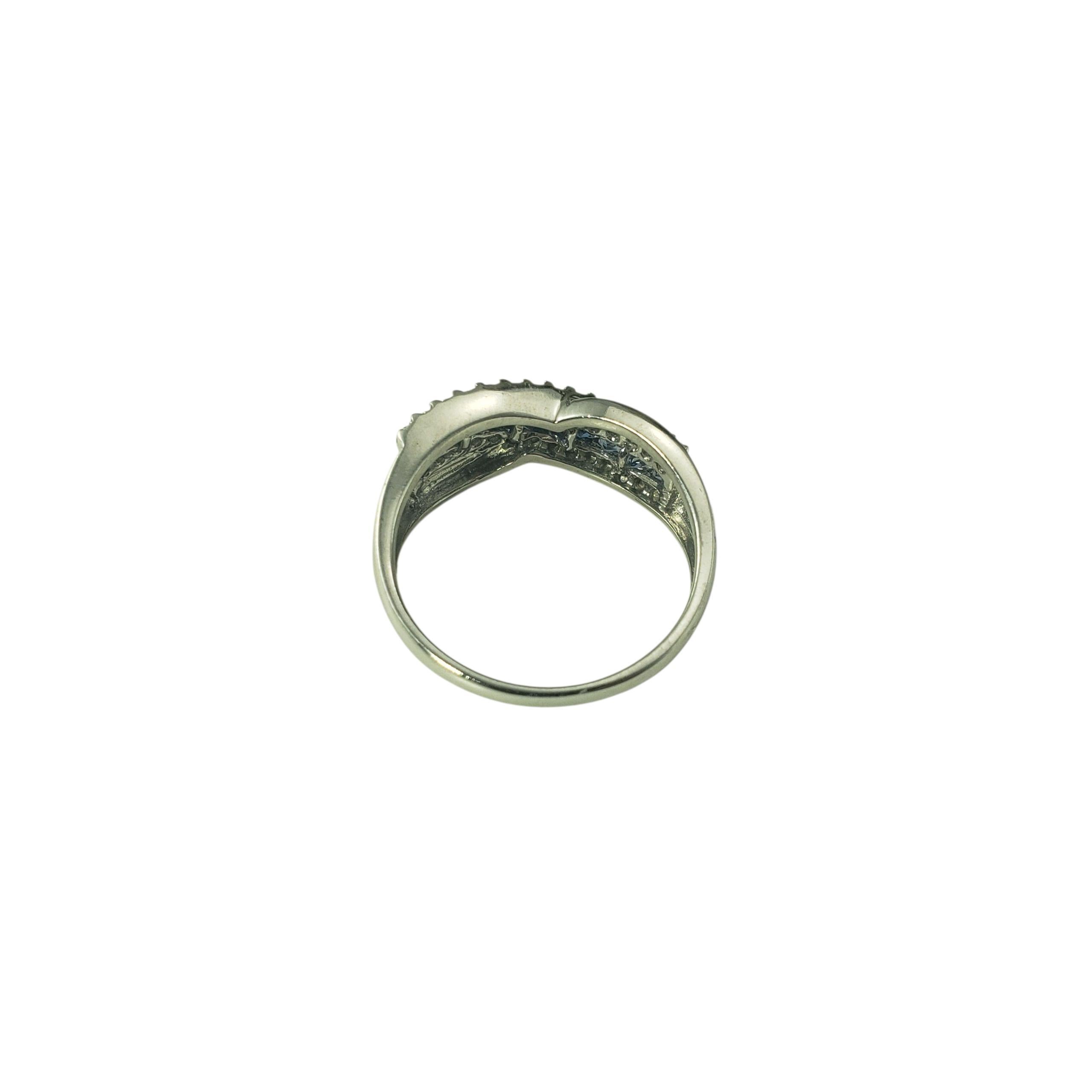 Women's 14K White Gold Sapphire and Diamond Crossover Ring Size 7 JAGi Certified #22655 For Sale