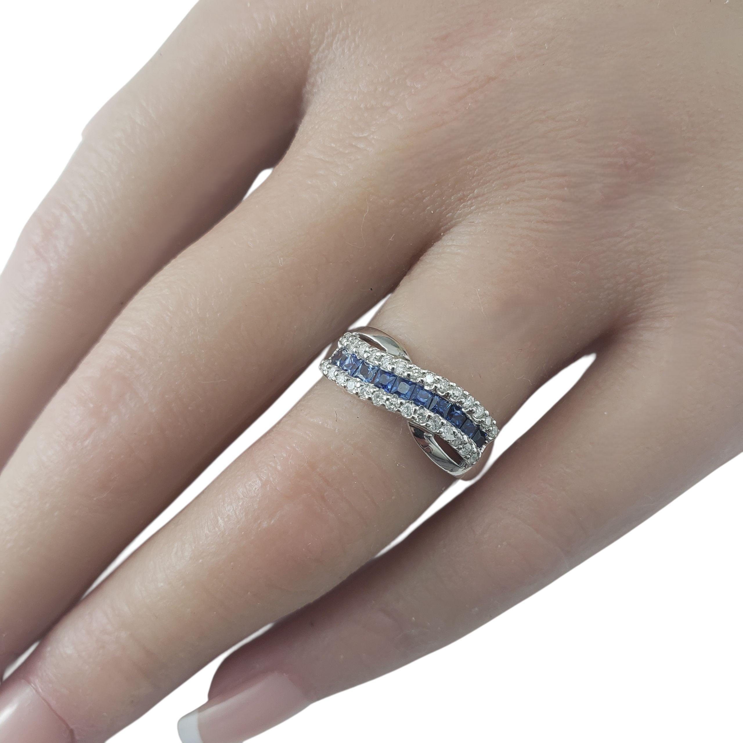 14K White Gold Sapphire and Diamond Crossover Ring Size 7 JAGi Certified #22655 For Sale 3