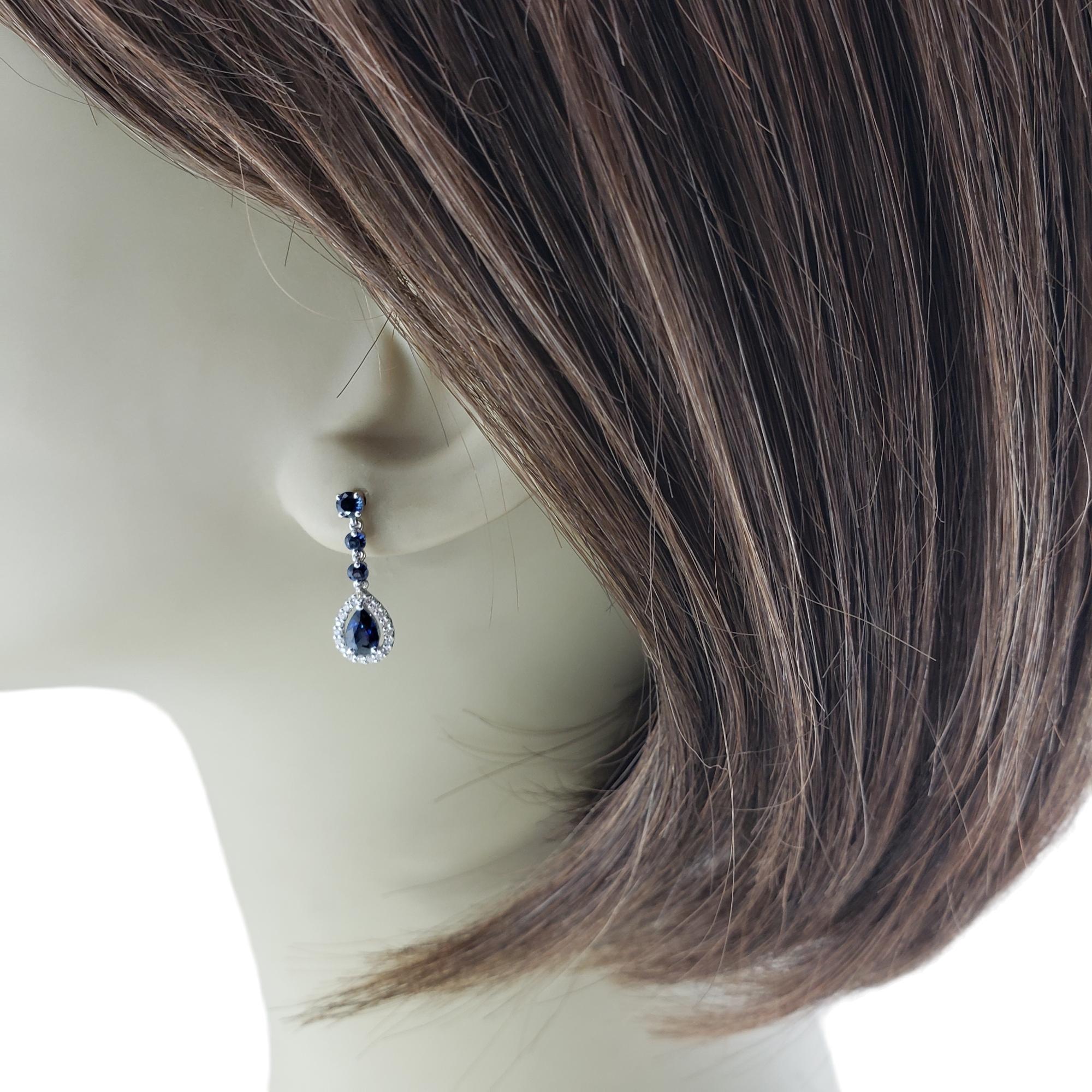 14K White Gold Sapphire and Diamond Drop Earrings #15951 For Sale 2