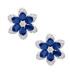 14K White Gold Sapphire and Diamond Earrings