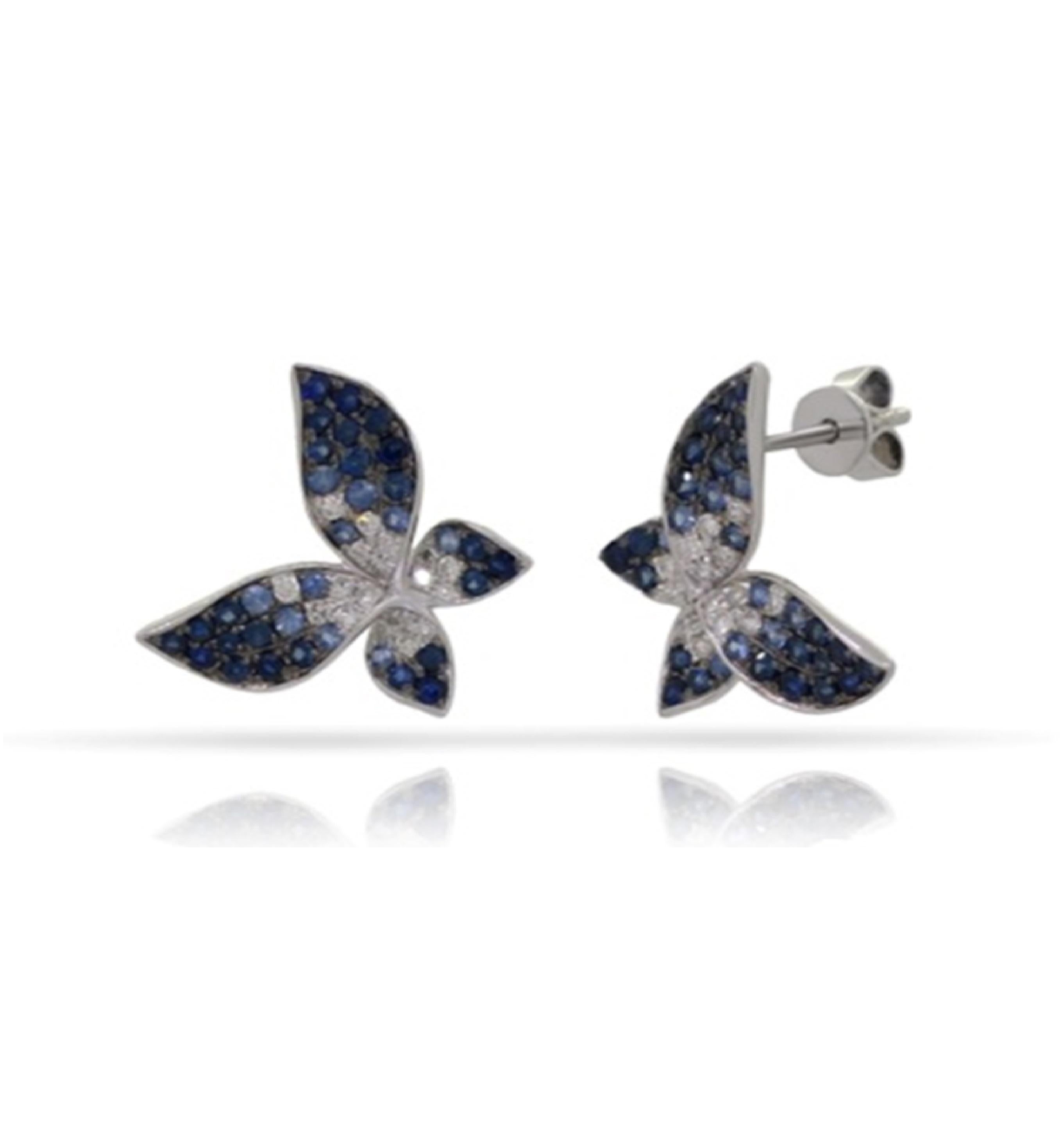 sapphire and diamond earrings in 14k white gold