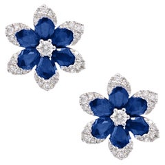 14K White Gold Sapphire and Diamond Earrings