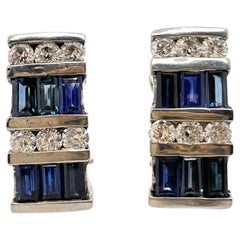 14k White Gold Sapphire and Diamond Earrings