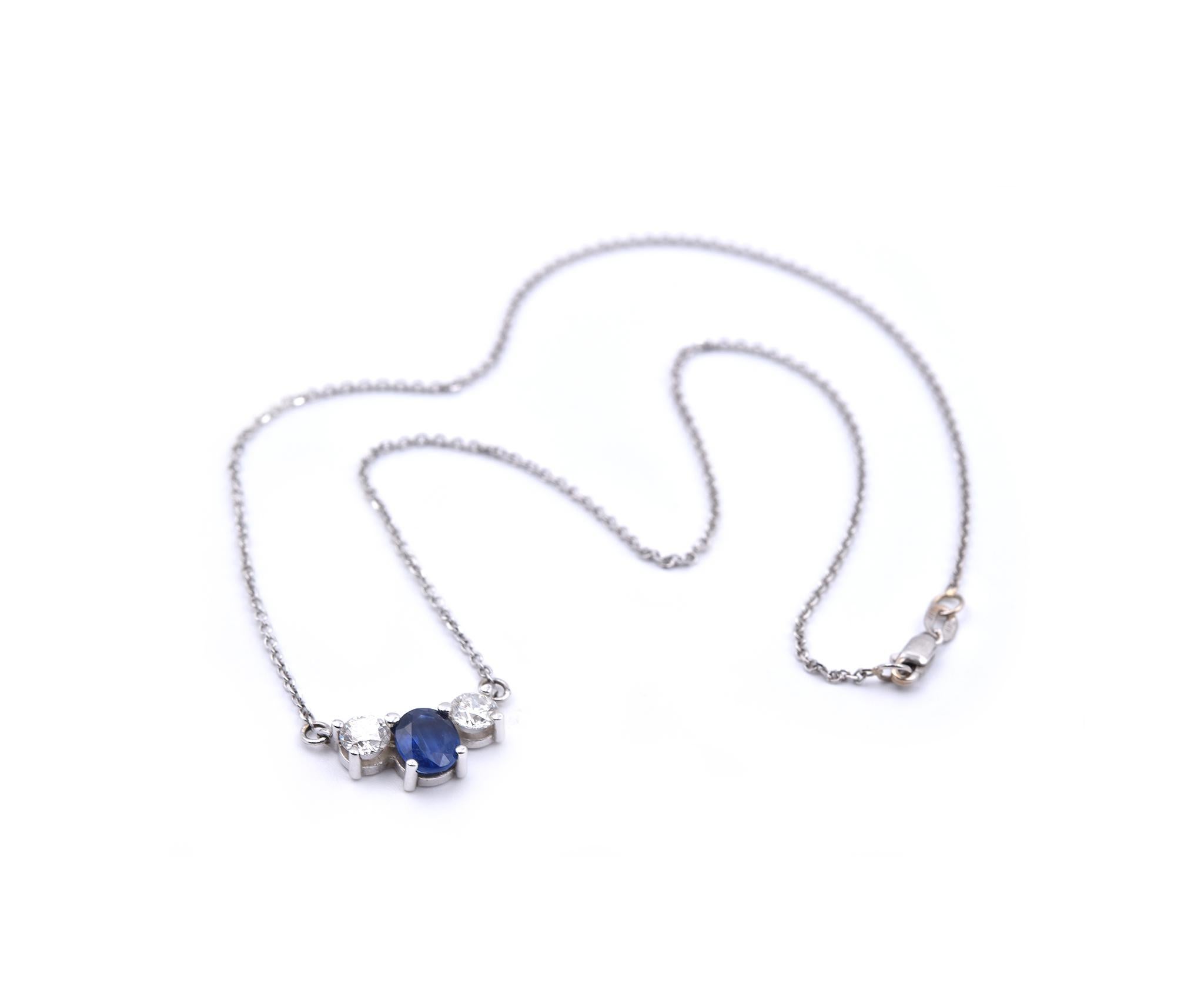 14 Karat White Gold Sapphire and Diamond Necklace In Excellent Condition In Scottsdale, AZ