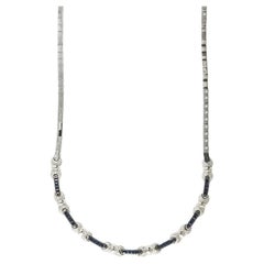 14K White Gold Sapphire and Diamond Necklace