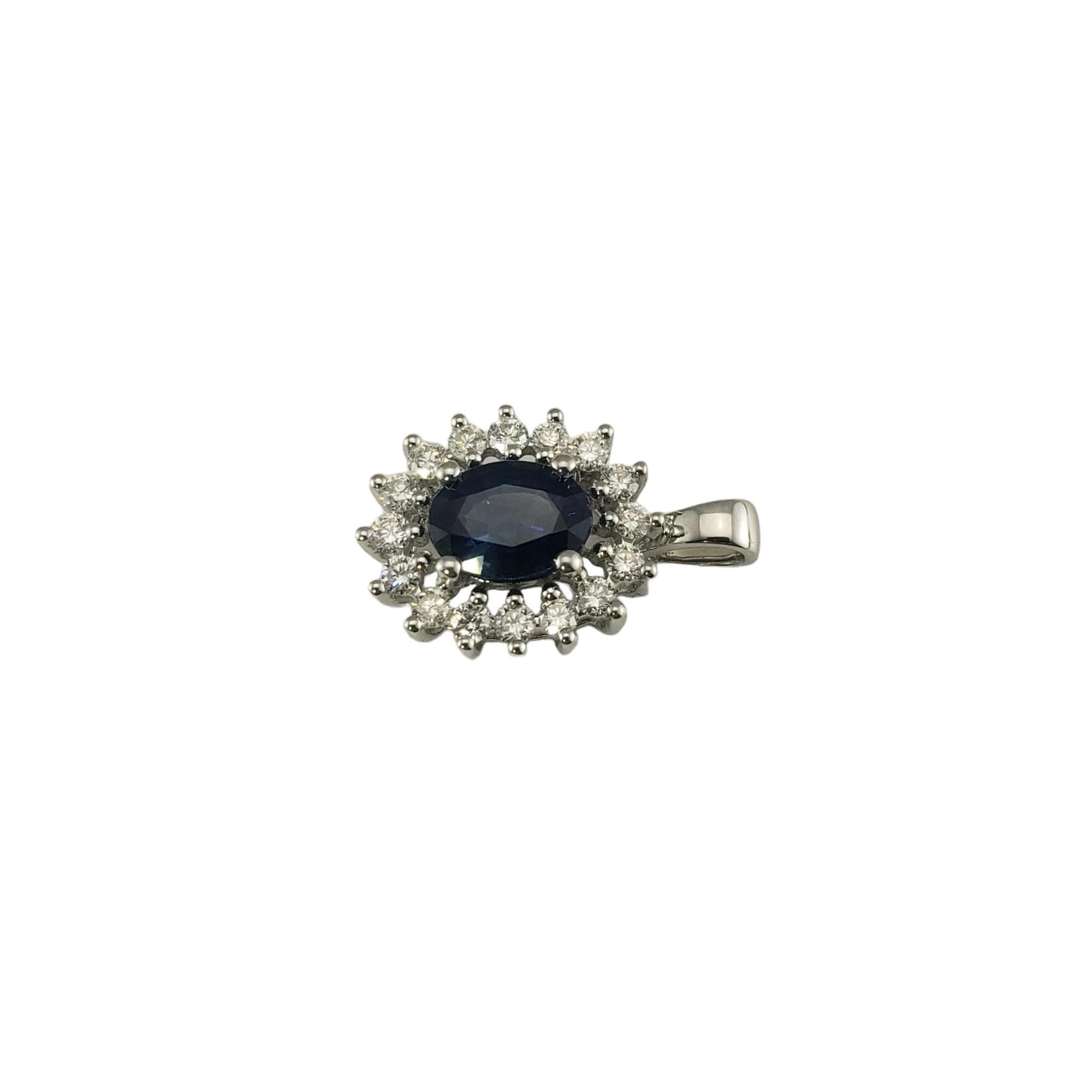 Taglio ovale Ciondolo con zaffiro e diamante in oro bianco 14K #16203 in vendita