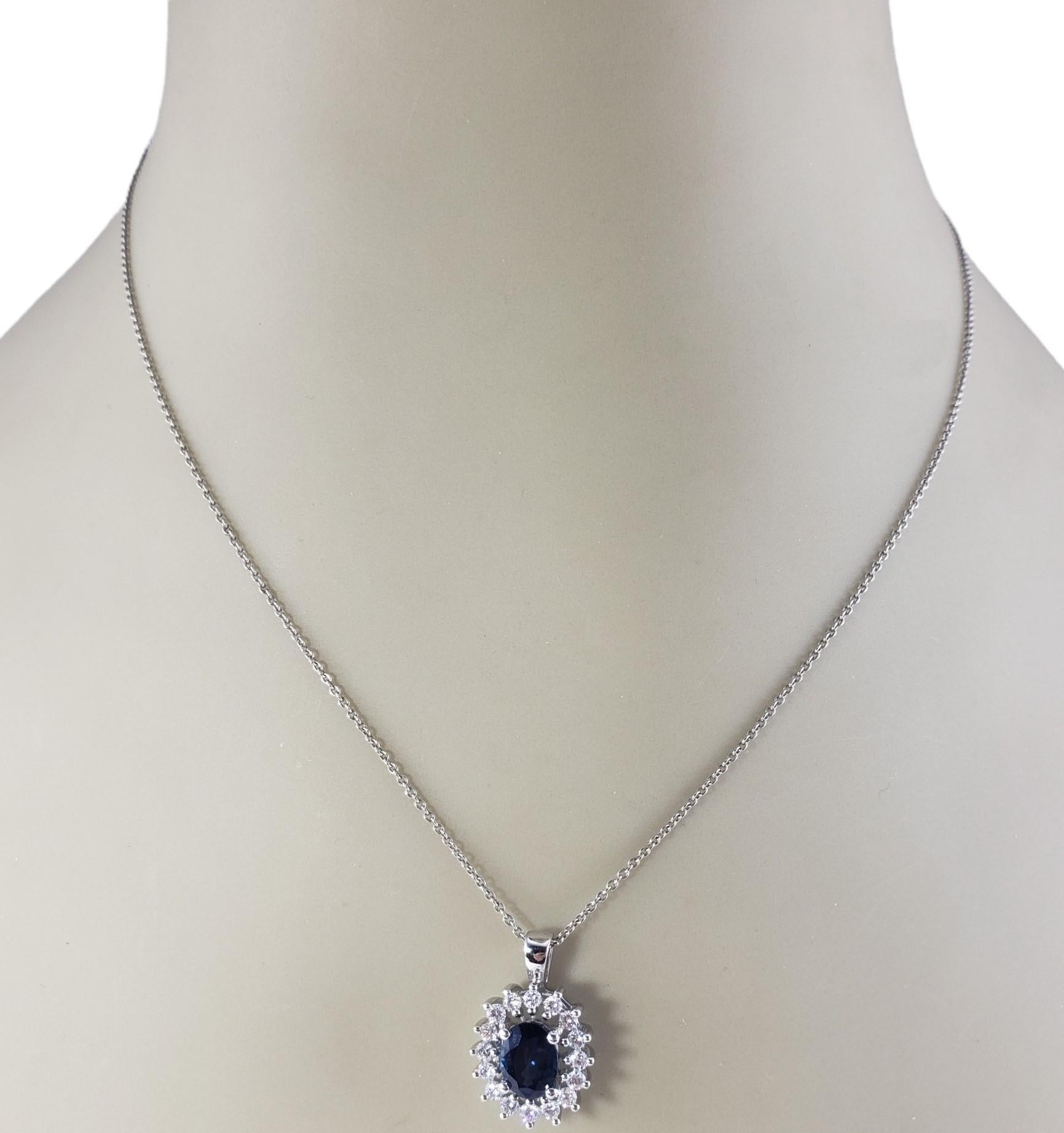 14K White Gold Sapphire and Diamond Pendant #16203 For Sale 1
