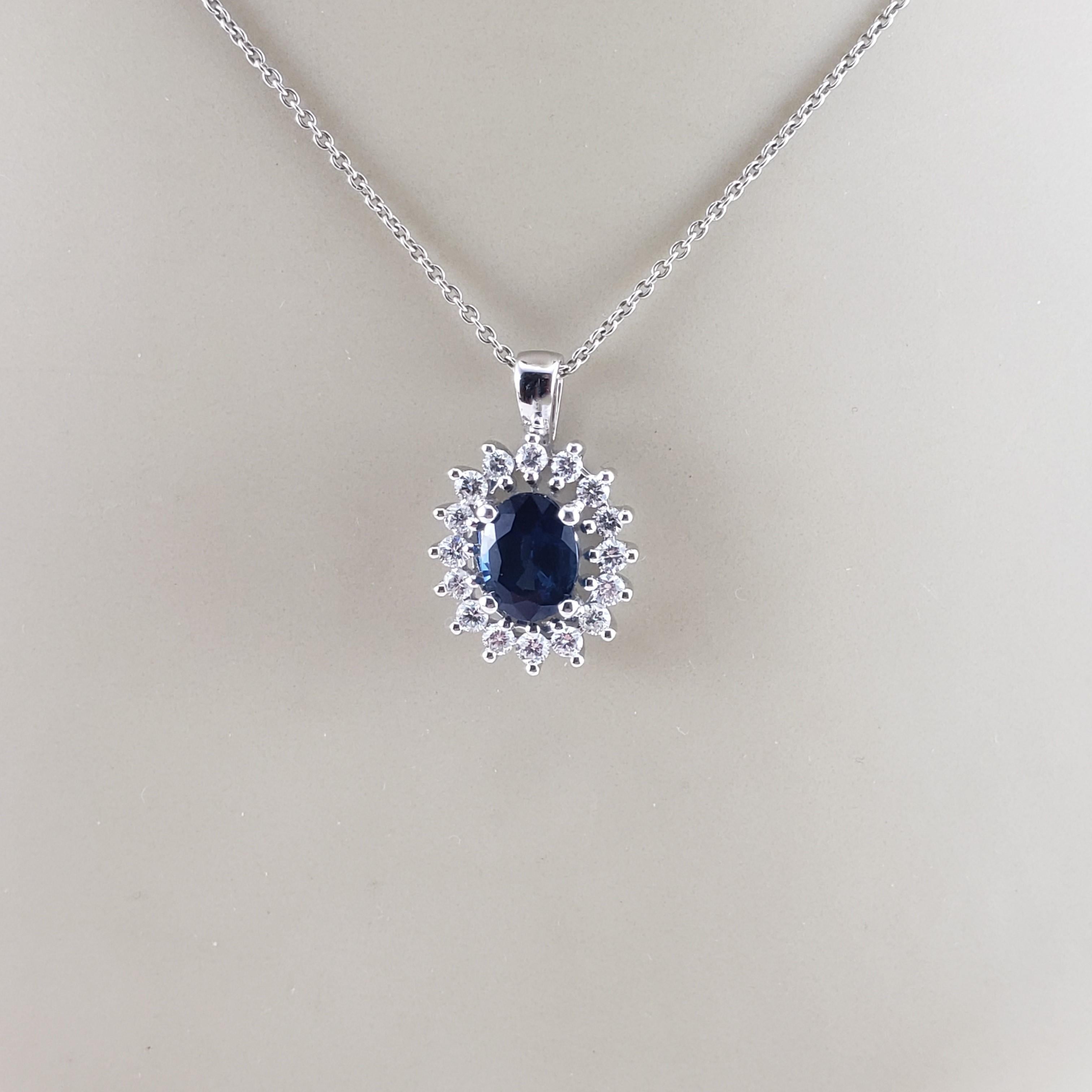 14K White Gold Sapphire and Diamond Pendant #16203 For Sale 2