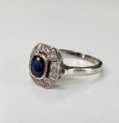 14k white gold  Sapphire and Diamond Ring