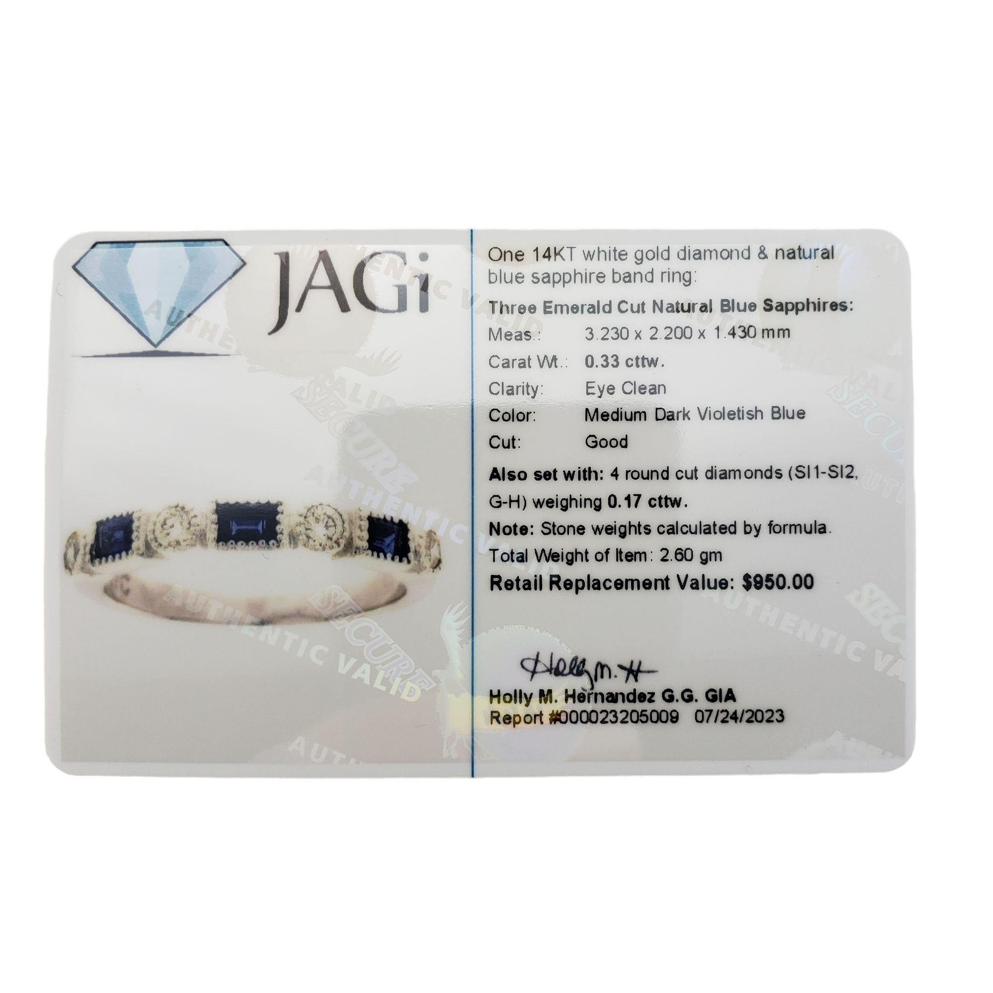 Women's 14K White Gold Sapphire and Diamond Ring Size 5.75 #15264 For Sale