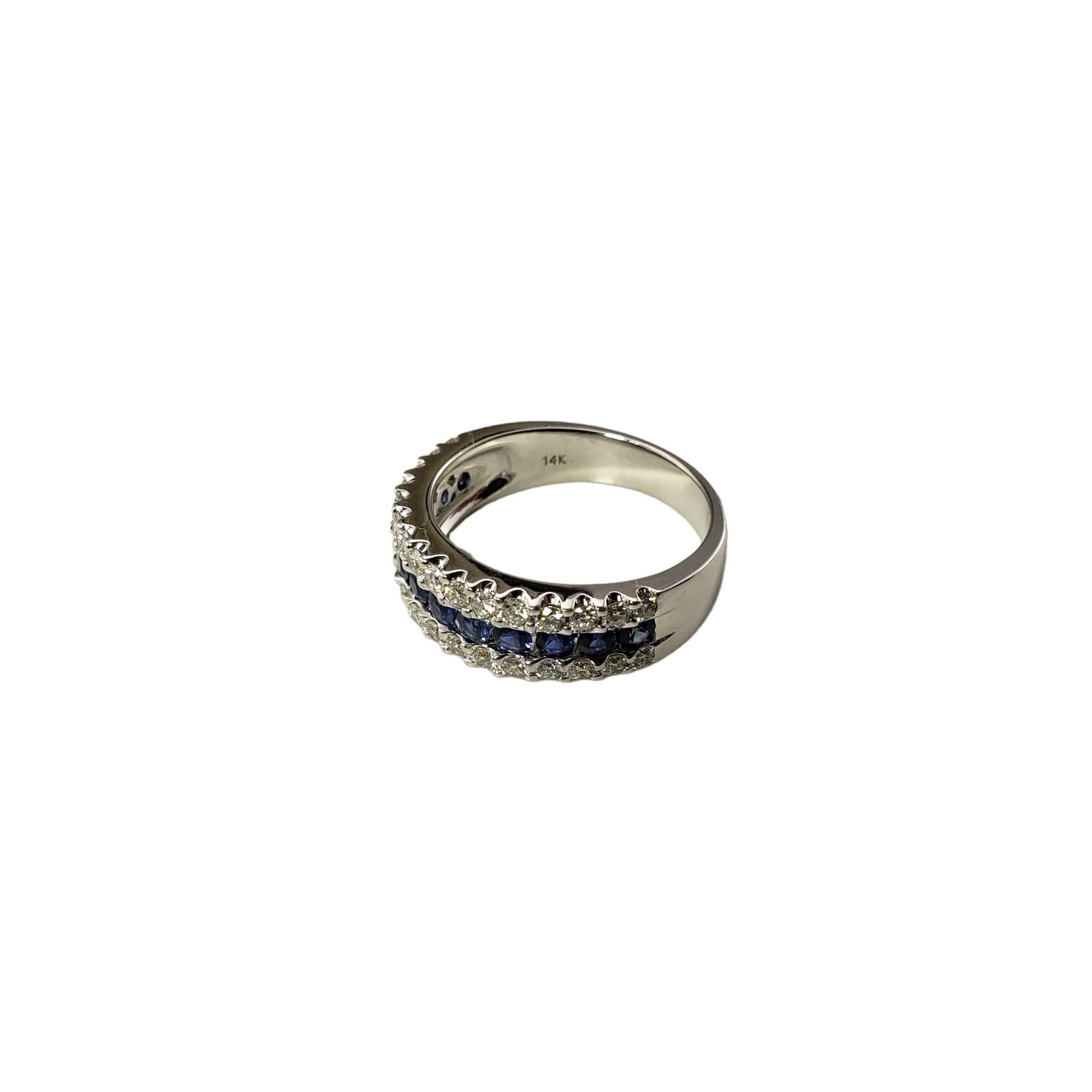Anello con zaffiro e diamante in oro bianco 14K misura 7,25 #15906 In condizioni buone a Washington Depot, CT