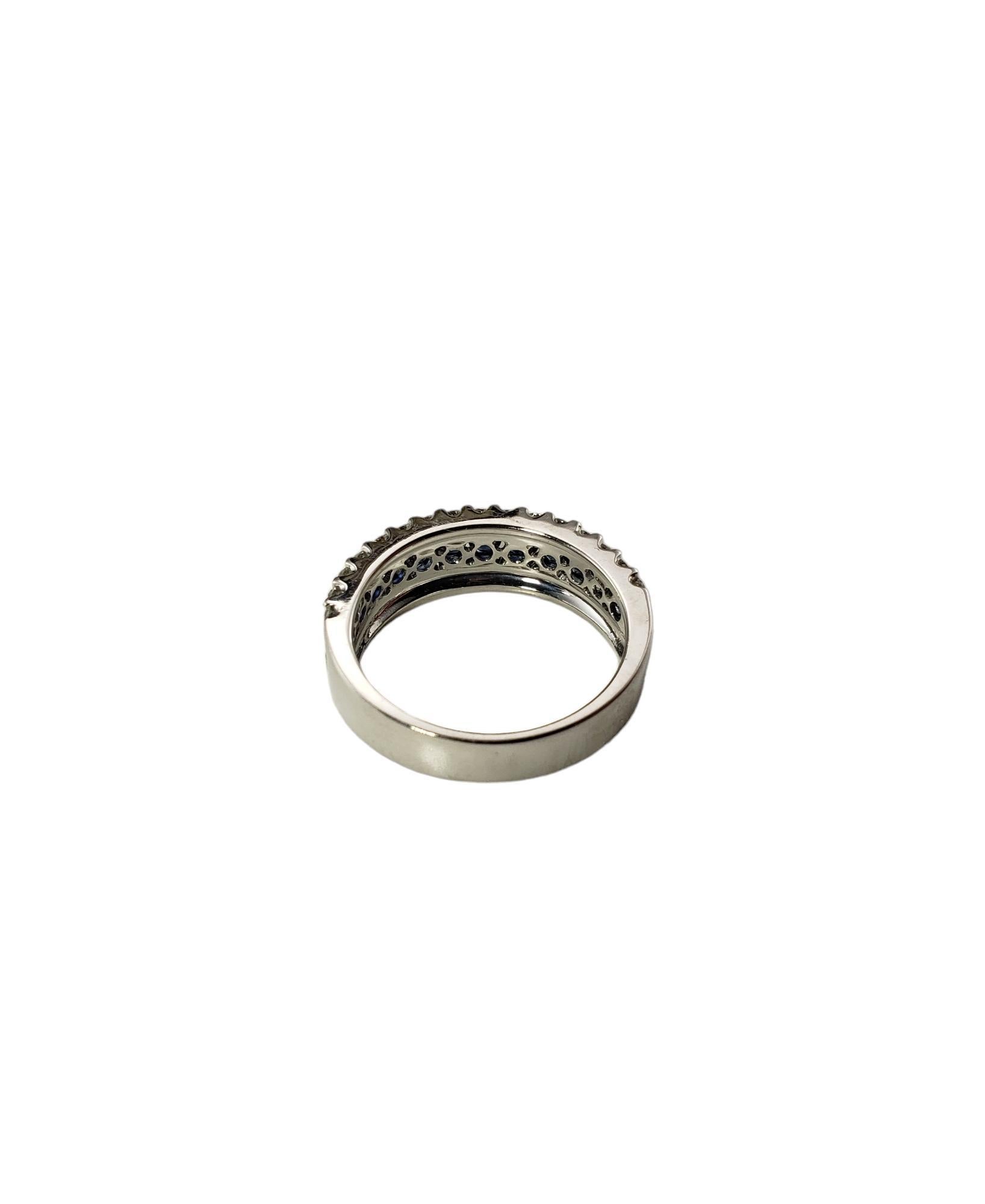 Donna Anello con zaffiro e diamante in oro bianco 14K misura 7,25 #15906