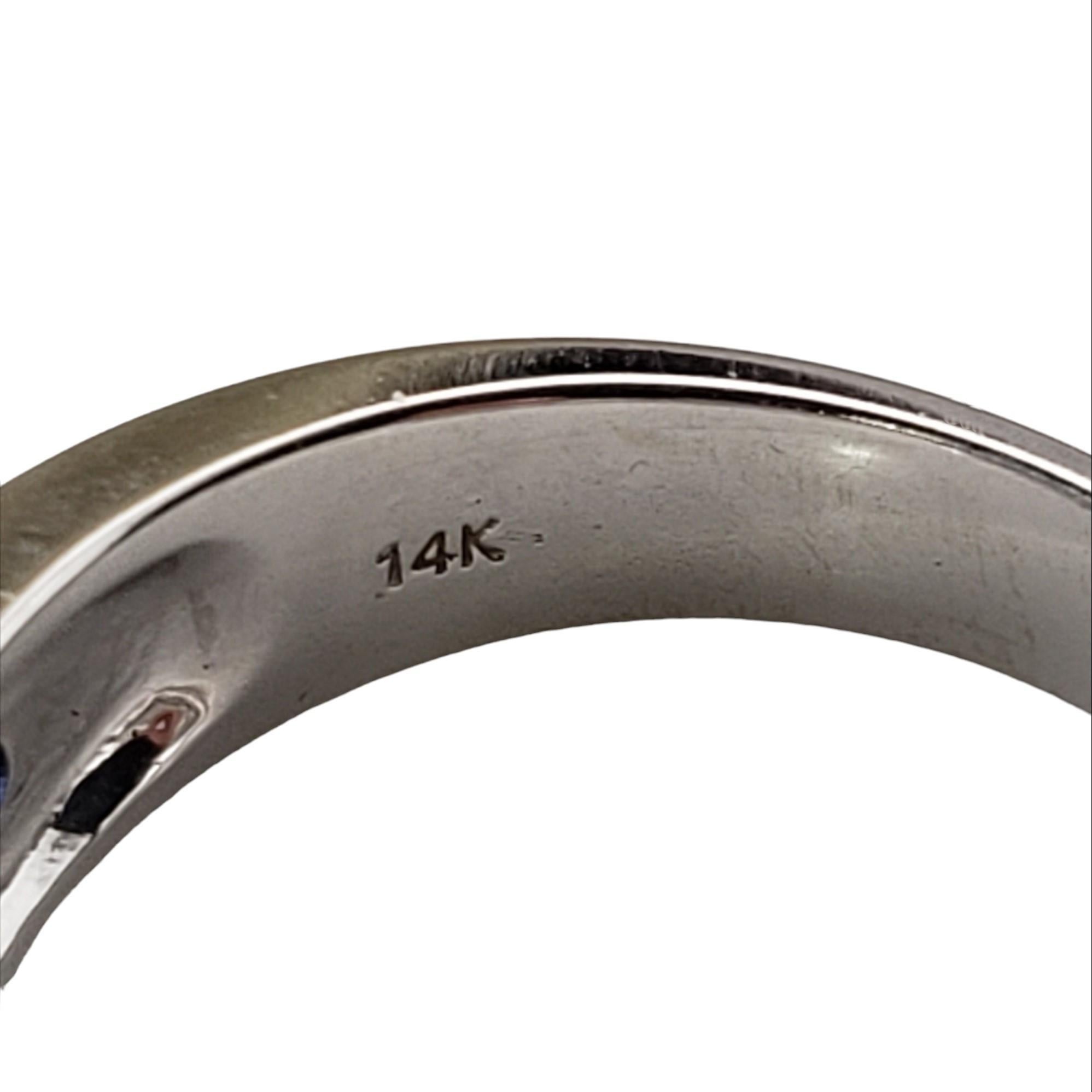 Anello con zaffiro e diamante in oro bianco 14K misura 7,25 #15906 1