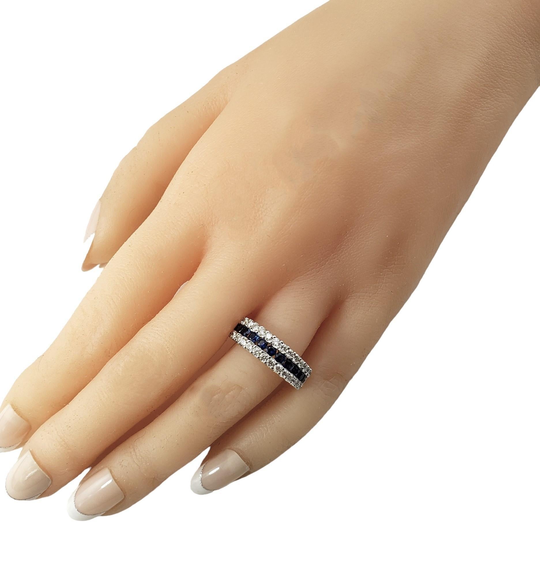 Anello con zaffiro e diamante in oro bianco 14K misura 7,25 #15906 2