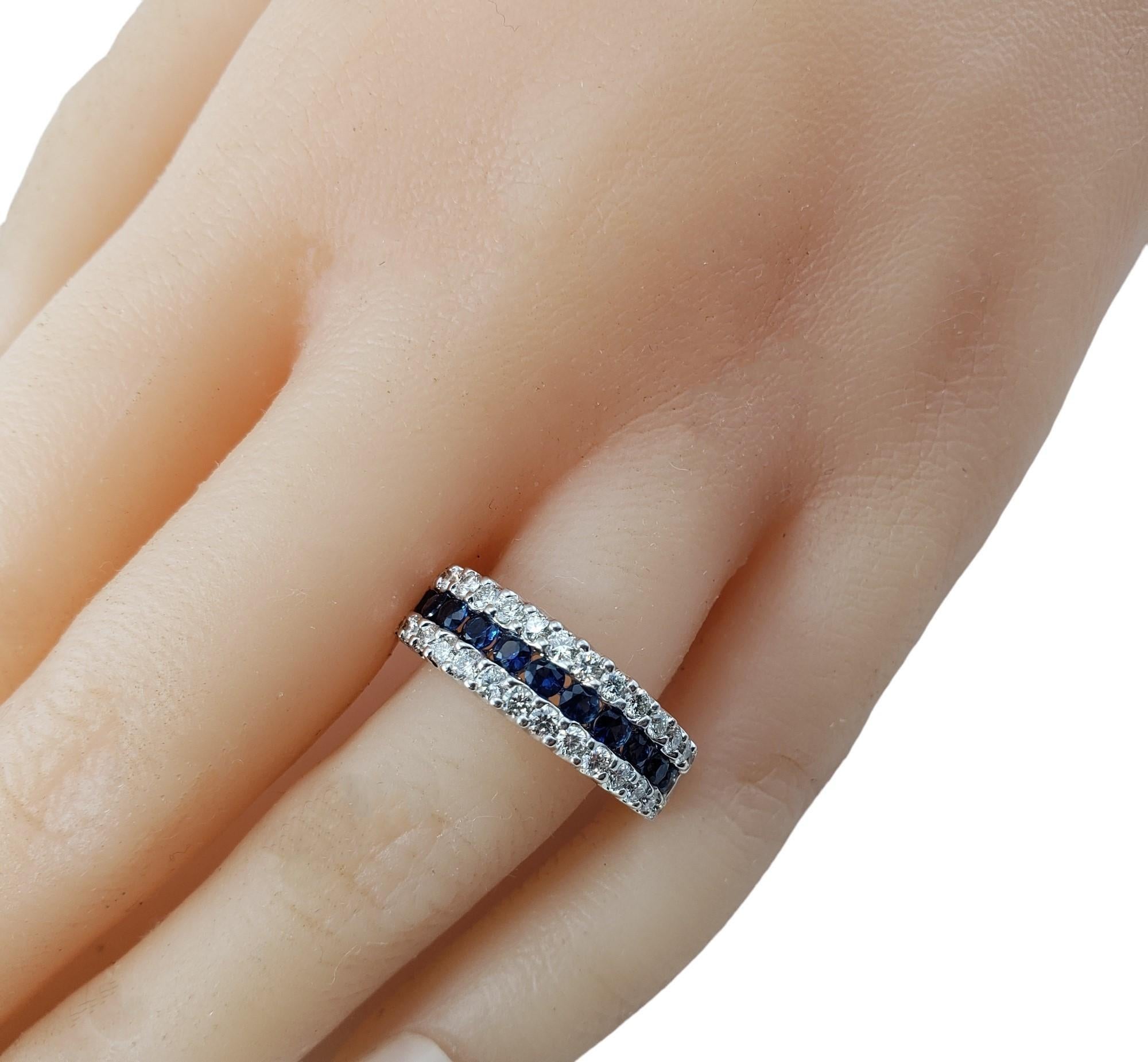 Anello con zaffiro e diamante in oro bianco 14K misura 7,25 #15906 3