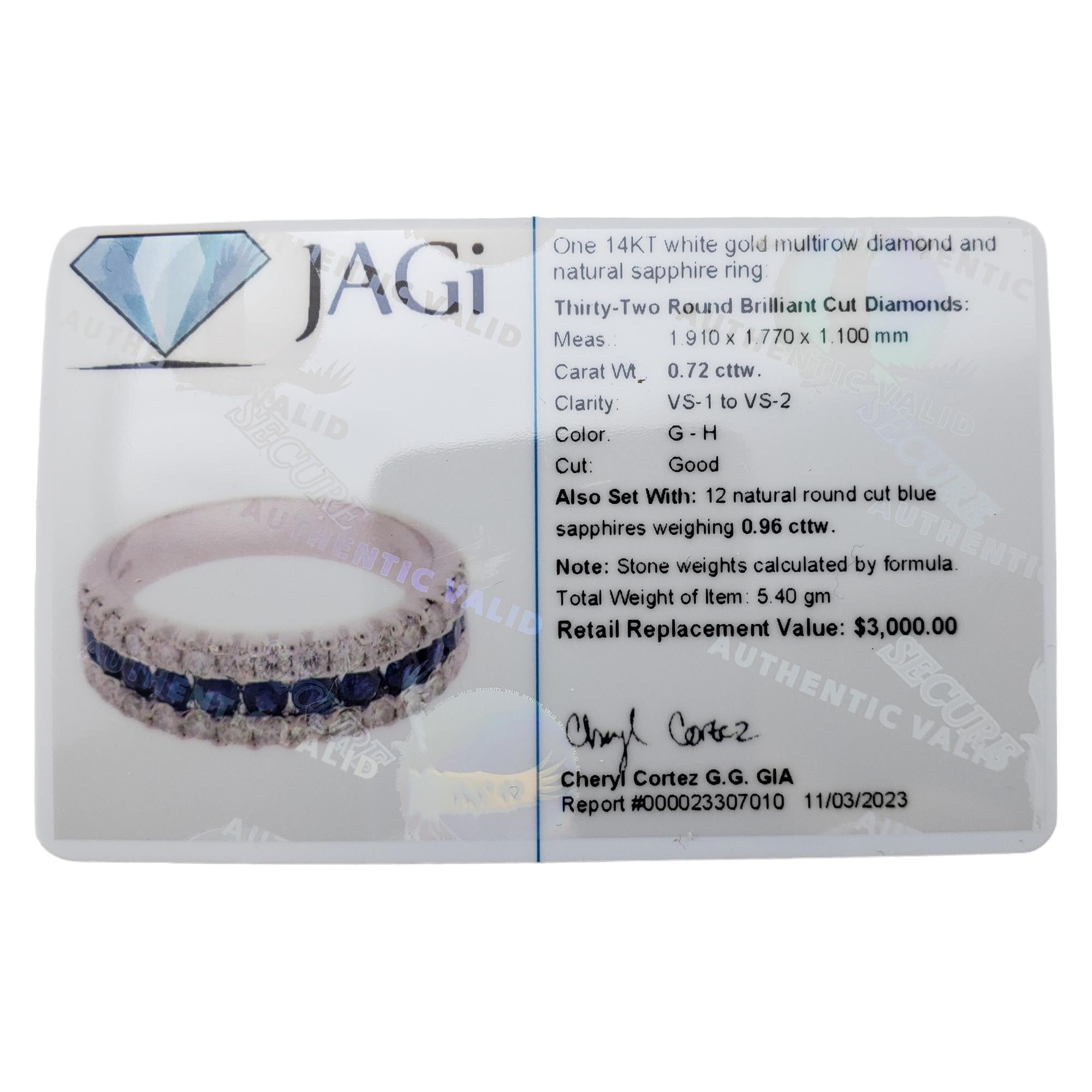 Anello con zaffiro e diamante in oro bianco 14K misura 7,25 #15906 4