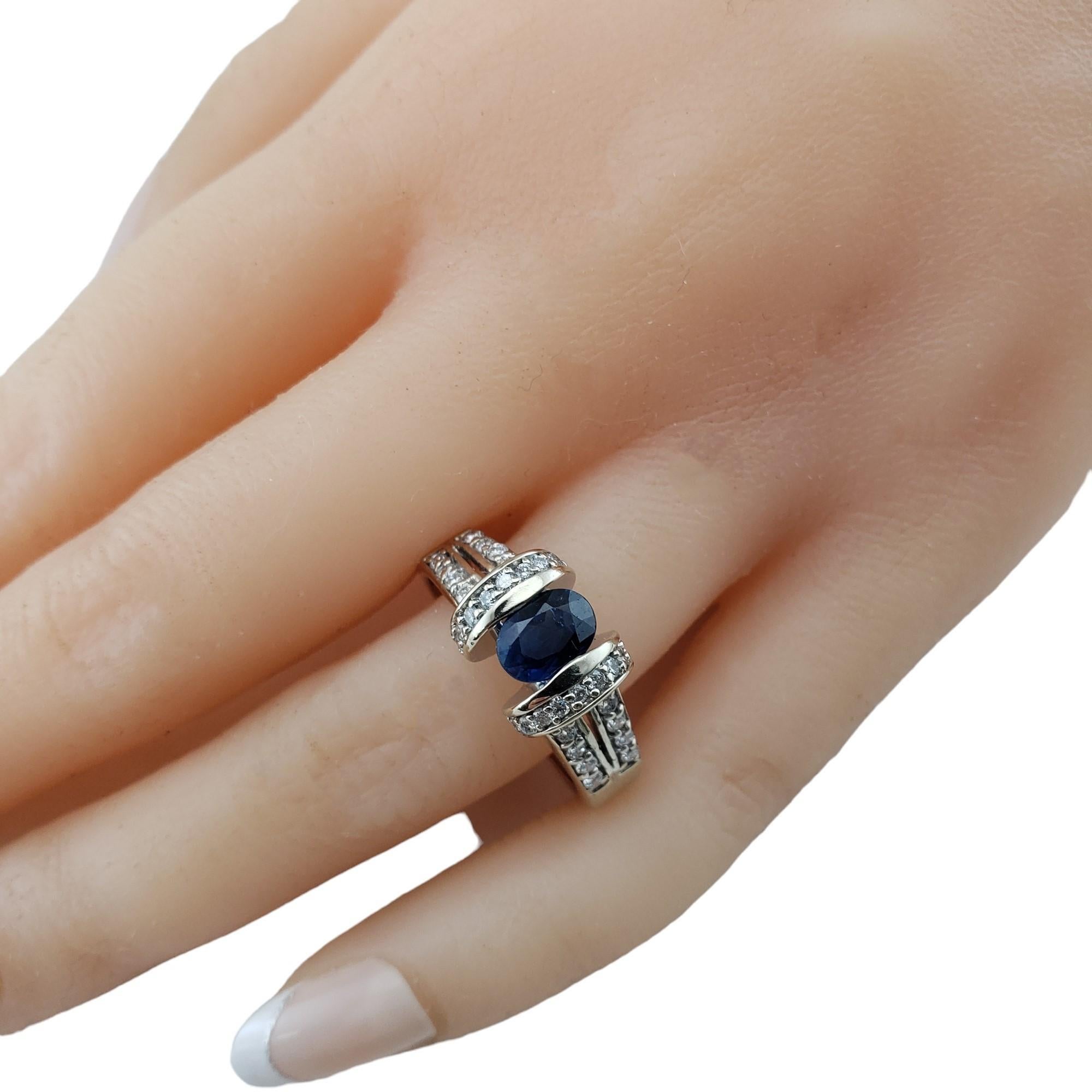 14K White Gold Sapphire and Diamond Ring Size 9 #15909 For Sale 3