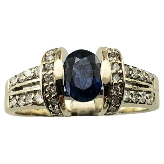14K White Gold Sapphire and Diamond Ring Size 9 #15909 For Sale