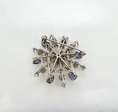 14k White Gold Sapphire and Diamond Snowflake Brooch