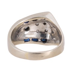 14K White Gold Sapphire and Diamond Statement Cocktail Estate Ring