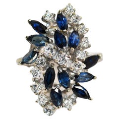 Anello con zaffiro e diamante in oro bianco 14K, 1.00TCW-7.8gr