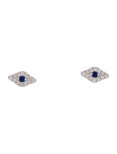 Orecchini a perno con zaffiro e diamante in oro bianco 14K per lei