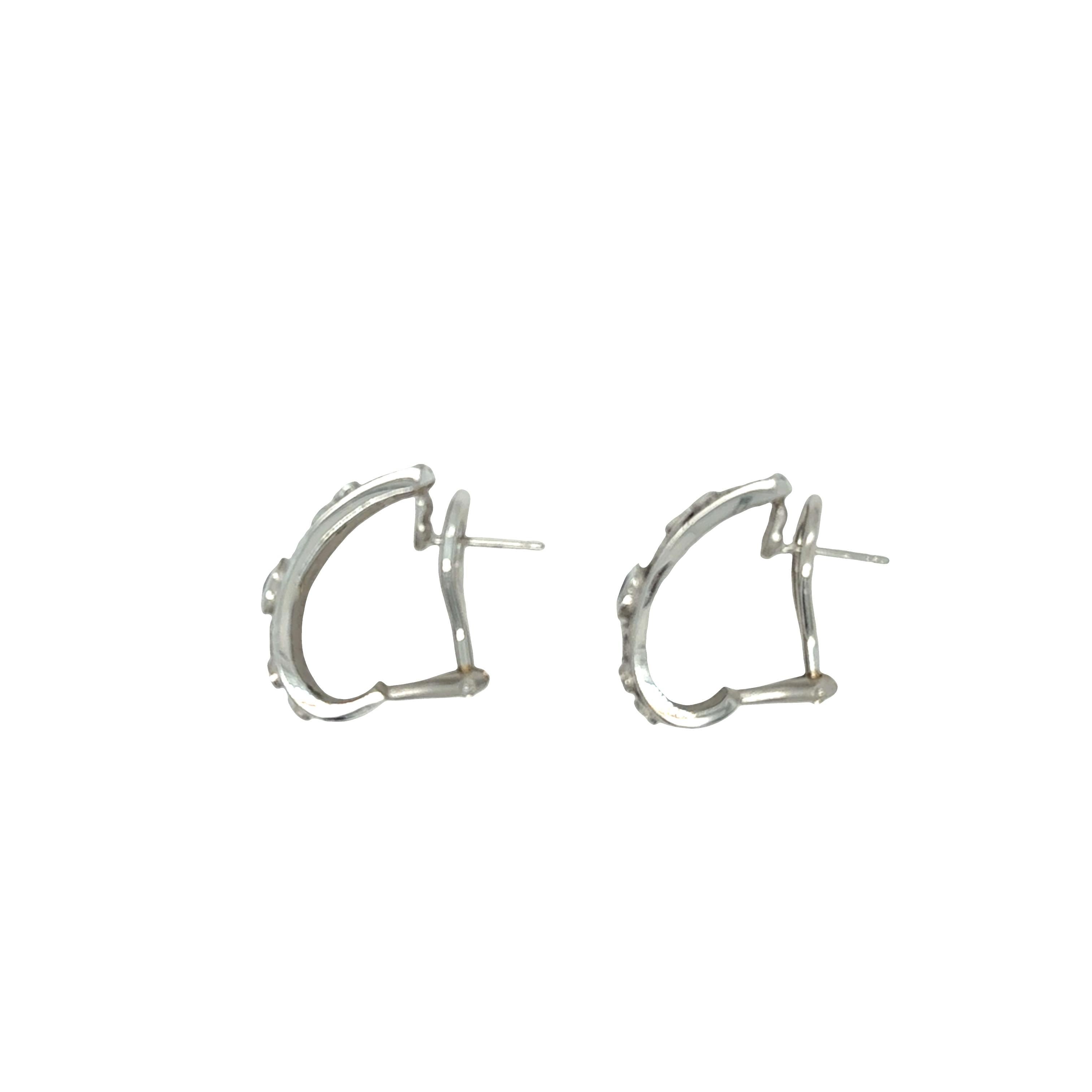 Orecchini a cerchio con zaffiro e diamante in oro bianco 14k - Finitura opaca, 1