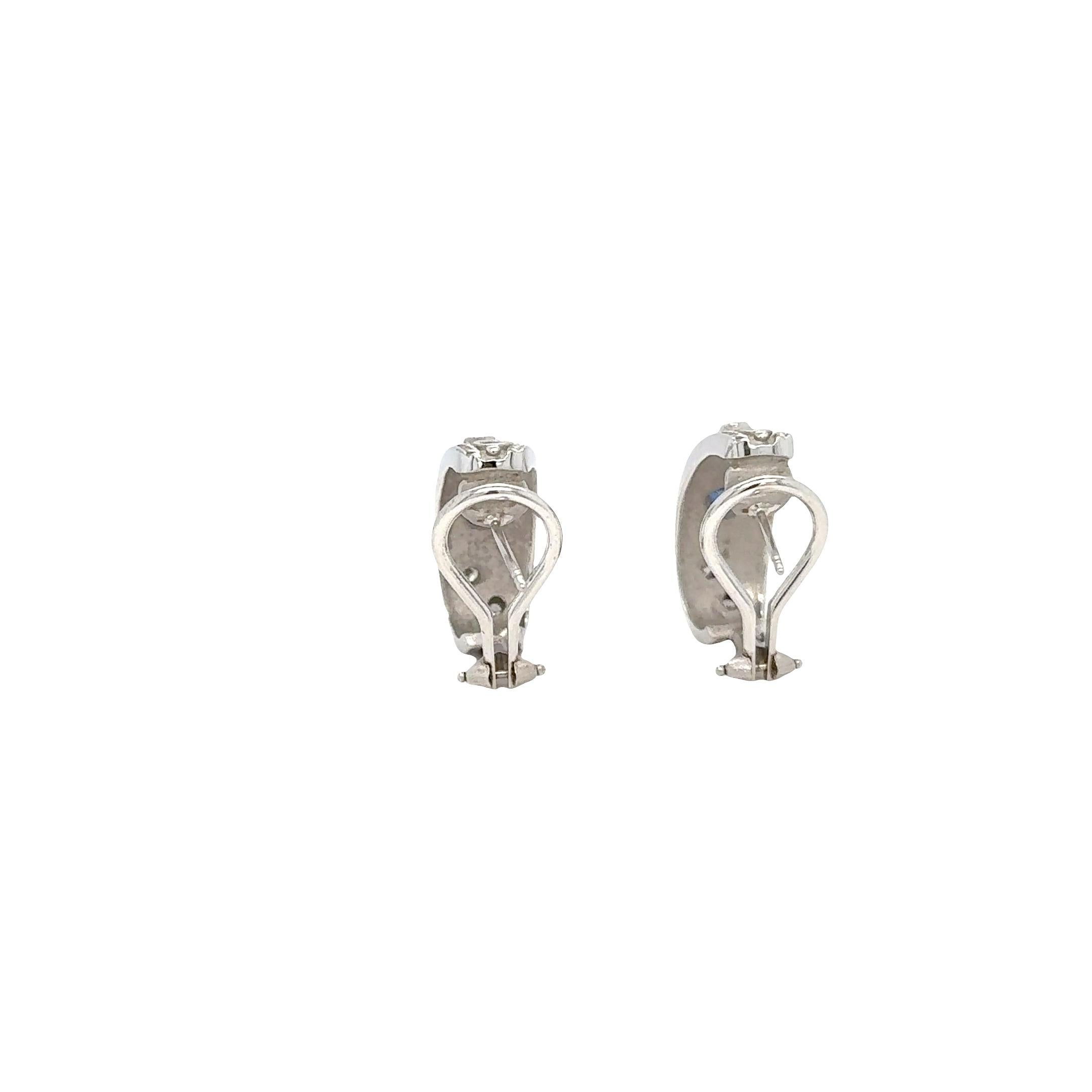 Orecchini a cerchio con zaffiro e diamante in oro bianco 14k - Finitura opaca, 1