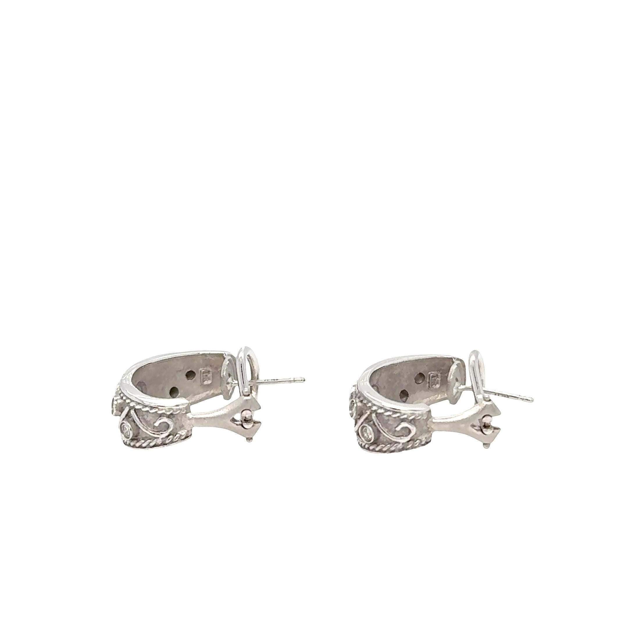 Orecchini a cerchio con zaffiro e diamante in oro bianco 14k - Finitura opaca, 1