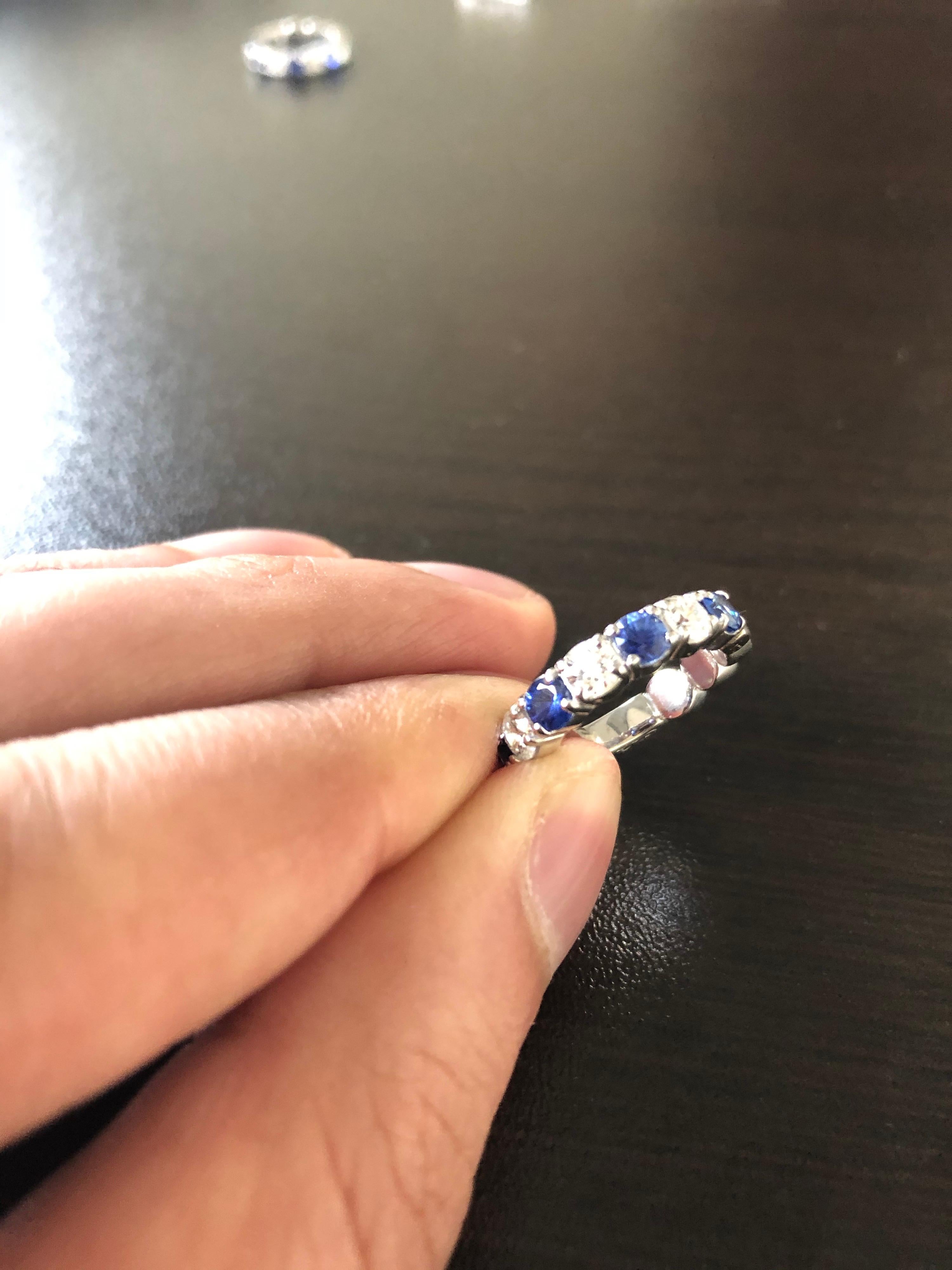 14 Karat White Gold Sapphire/Diamond Huggies 20 Pointers In New Condition In Great Neck, NY