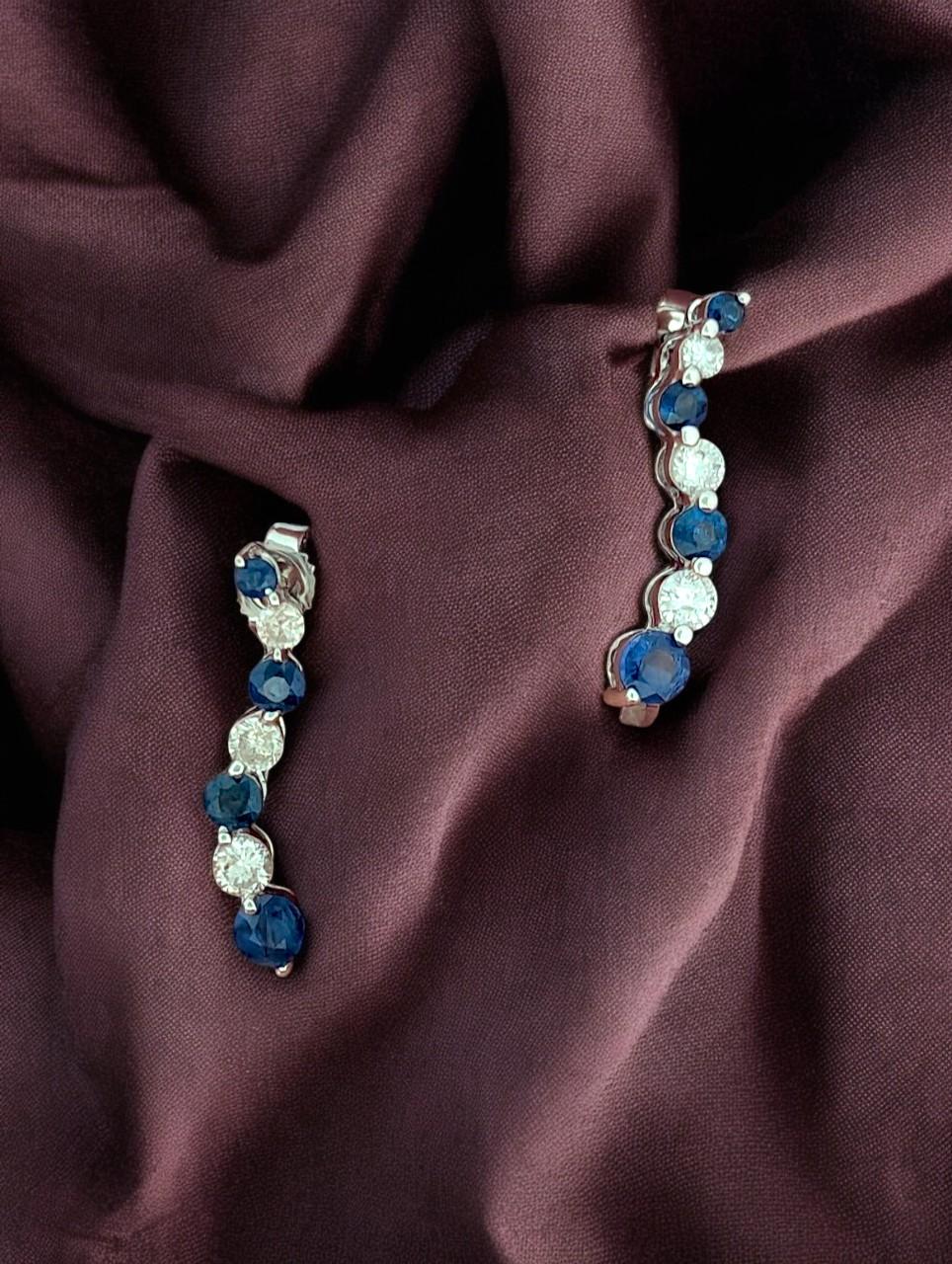 Artigiano Salice  Orecchini a perno con zaffiro e diamante in oro bianco 14K  Borchie classiche da 3/4 in vendita