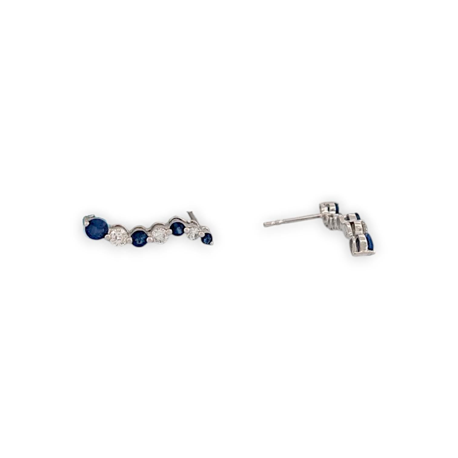 Perlina Salice  Orecchini a perno con zaffiro e diamante in oro bianco 14K  Borchie classiche da 3/4 in vendita