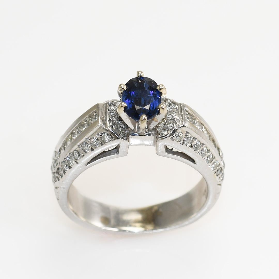 14K White Gold Sapphire & Diamond Ring 1.00ct Sapphire, 8.2g

Ladies sapphire and diamond ring in 14k white gold setting.

Stamped 14k and weighs 8.2 grams gross weight.

The oval blue sapphire is a dark blue color, 1.00 carats.

The diamonds are