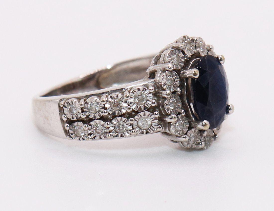 14K White Gold Sapphire Diamond Ring In Excellent Condition For Sale In Lake Worth, FL