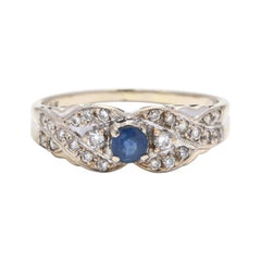 14K White Gold, Sapphire & Diamond Ring