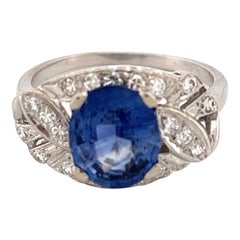 14K White Gold Sapphire 
Diamond Ring