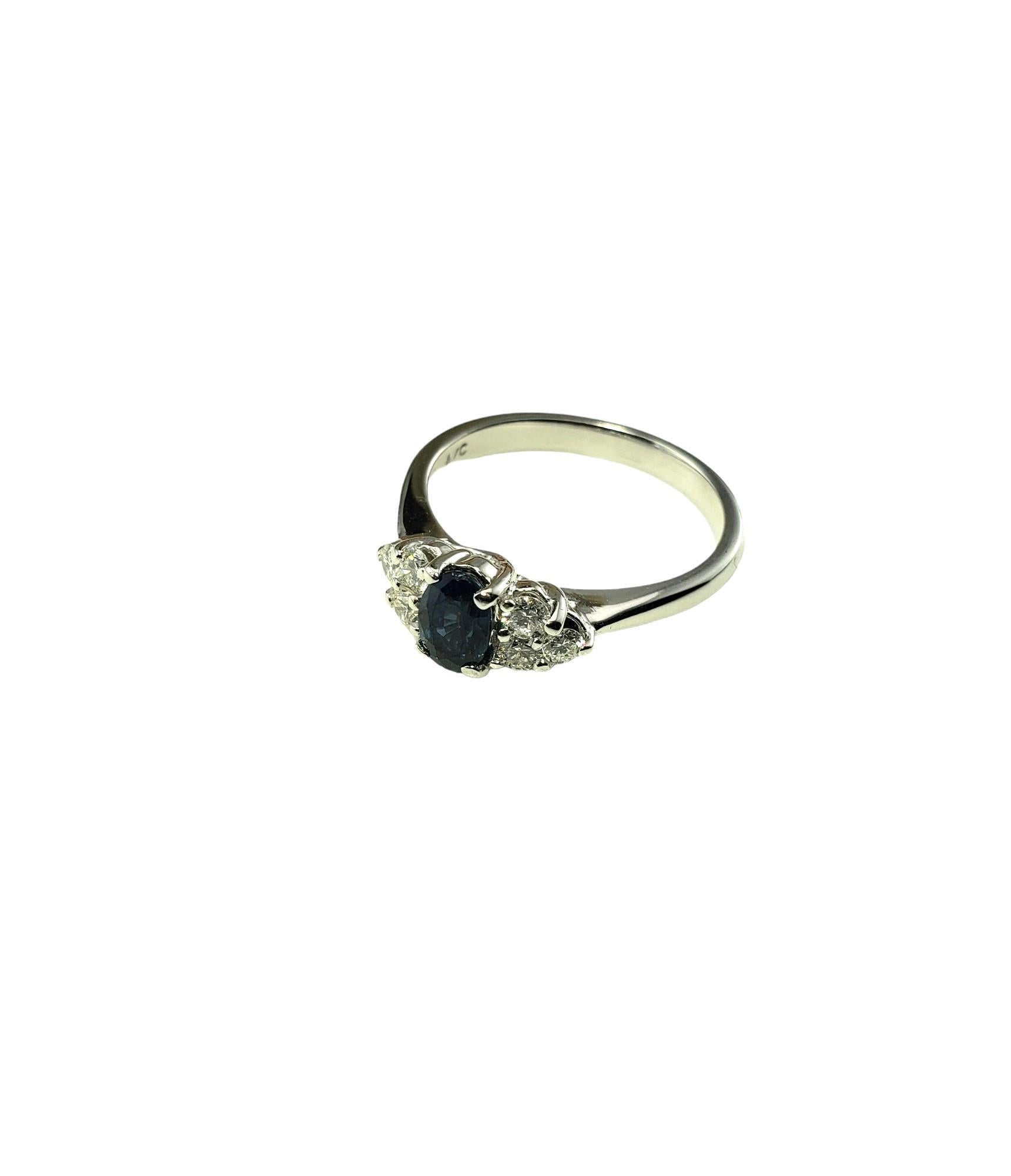  14K Weißgold Saphir-Diamant-Ring Größe 6,25 #15376 (Ovalschliff) im Angebot
