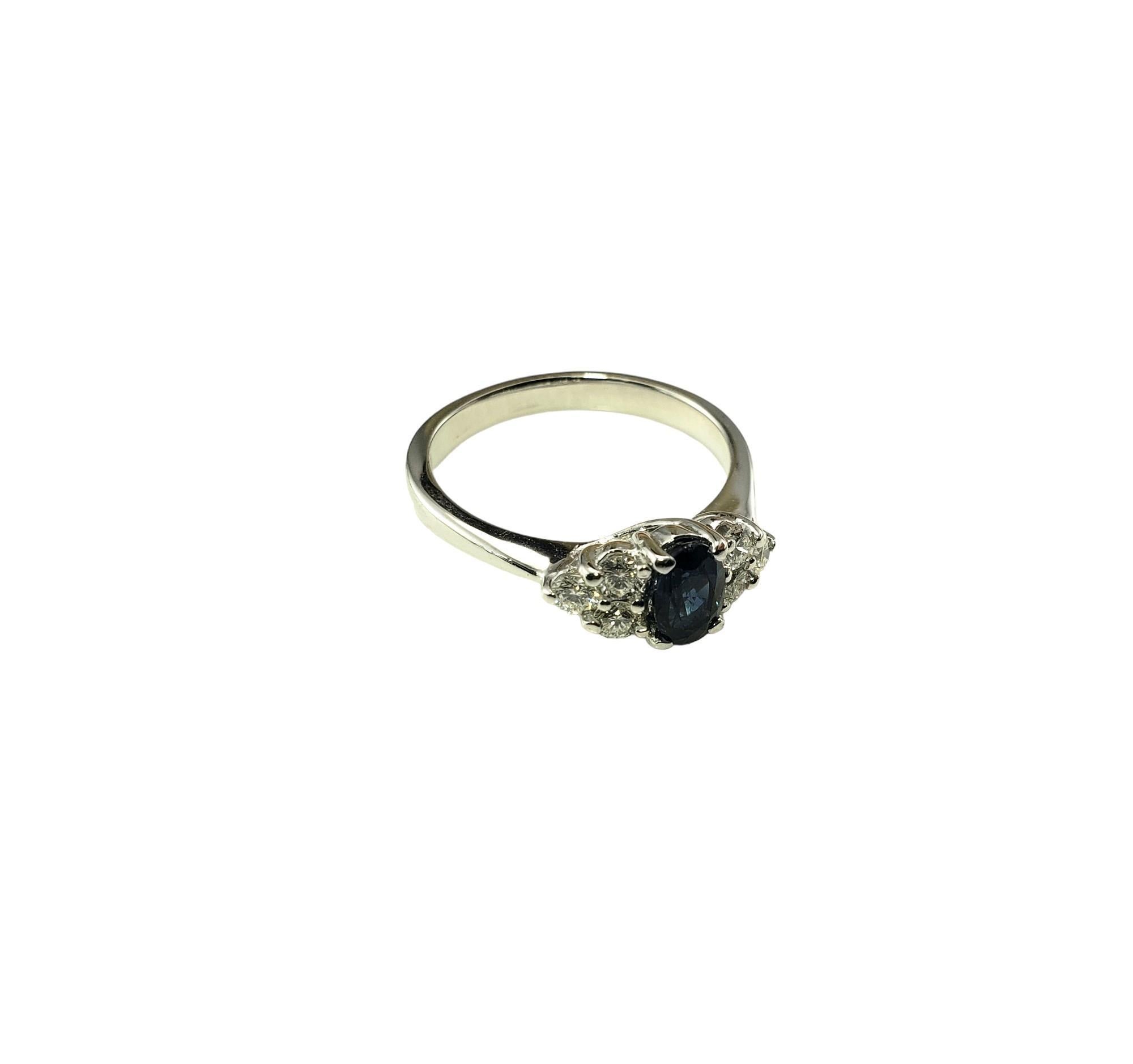  14K Weißgold Saphir-Diamant-Ring Größe 6,25 #15376 im Zustand „Gut“ im Angebot in Washington Depot, CT