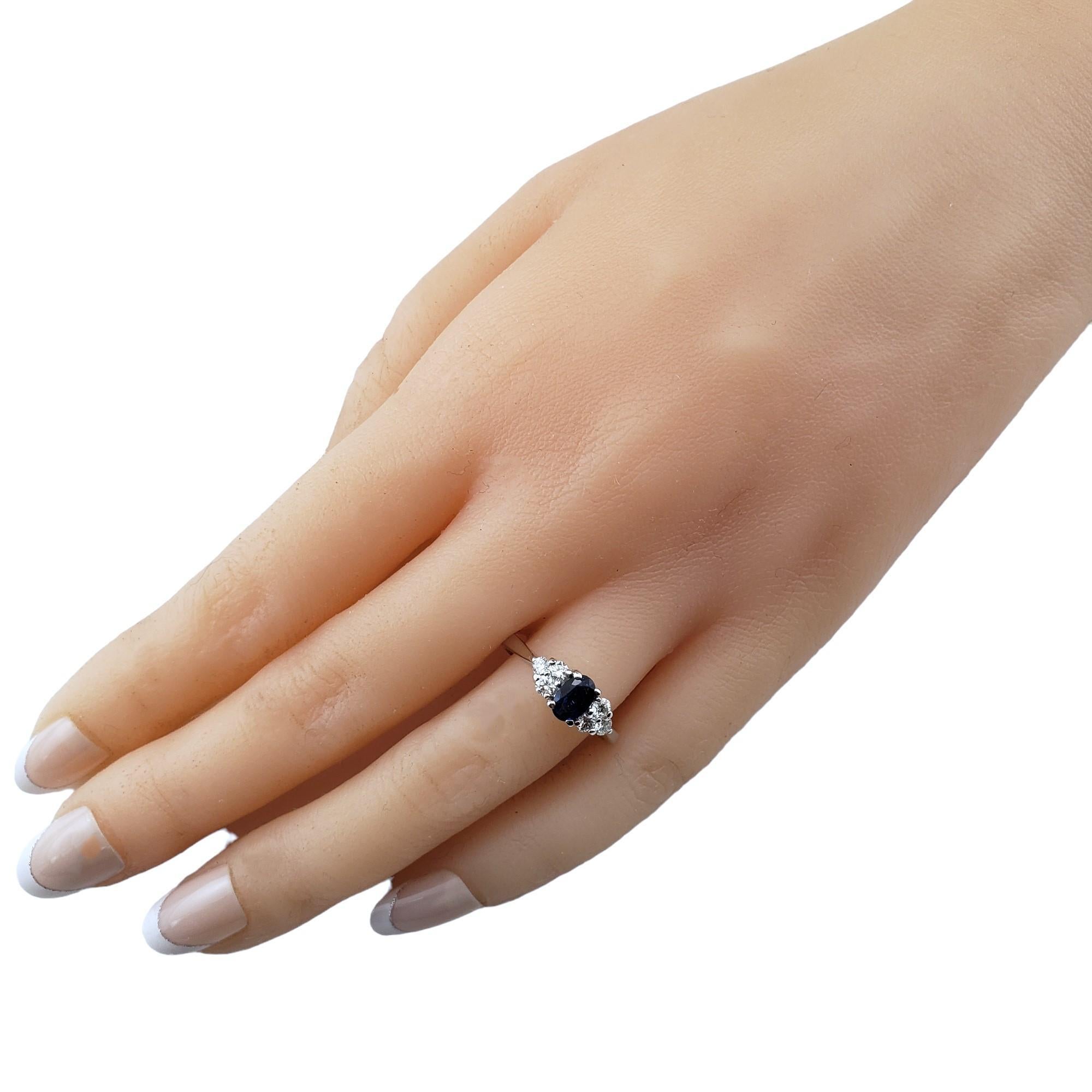  14K Weißgold Saphir-Diamant-Ring Größe 6,25 #15376 im Angebot 1