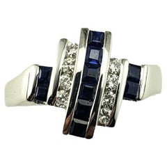 14K White Gold Sapphire & Diamond Ring Size 6.75 #17065