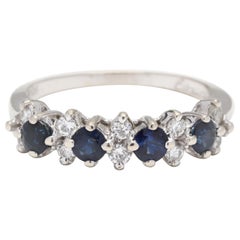 14 Karat White Gold, Sapphire and Diamond Stackable Band Ring
