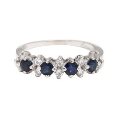 14k White Gold, Sapphire & Diamond Stackable Band Ring