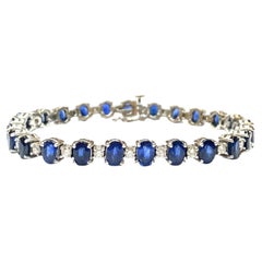 Tennisarmband aus 14K Weißgold mit Saphiren und Diamanten