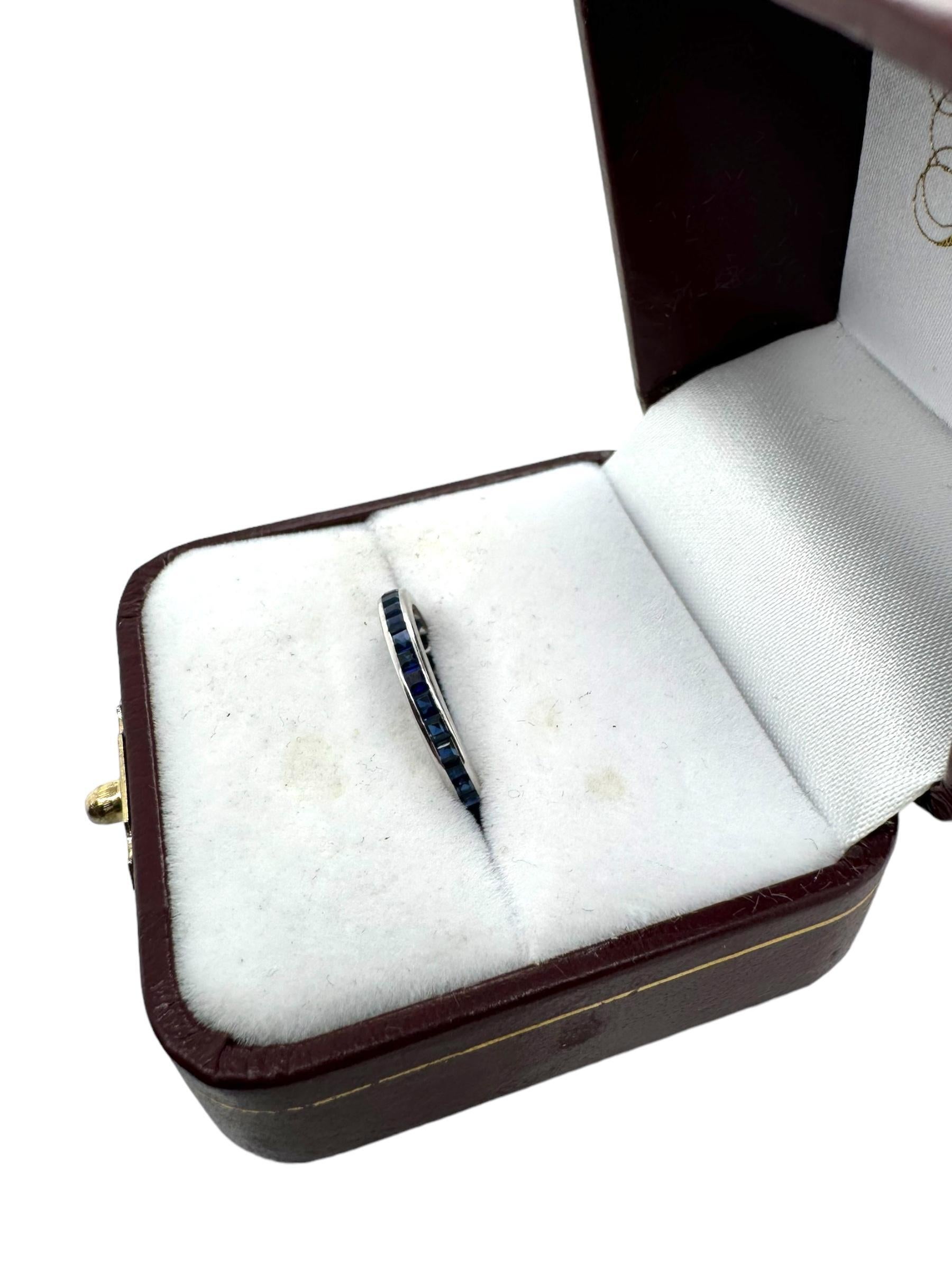 14K White Gold Sapphire Eternity Band Size 5 For Sale 1