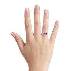 14 Karat White Gold Sapphire Ruby Diamond Band Ring