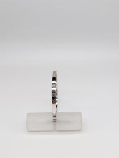 14K White Gold Satin Finish Bangle with 7 Round Diamonds Totaling .45ct