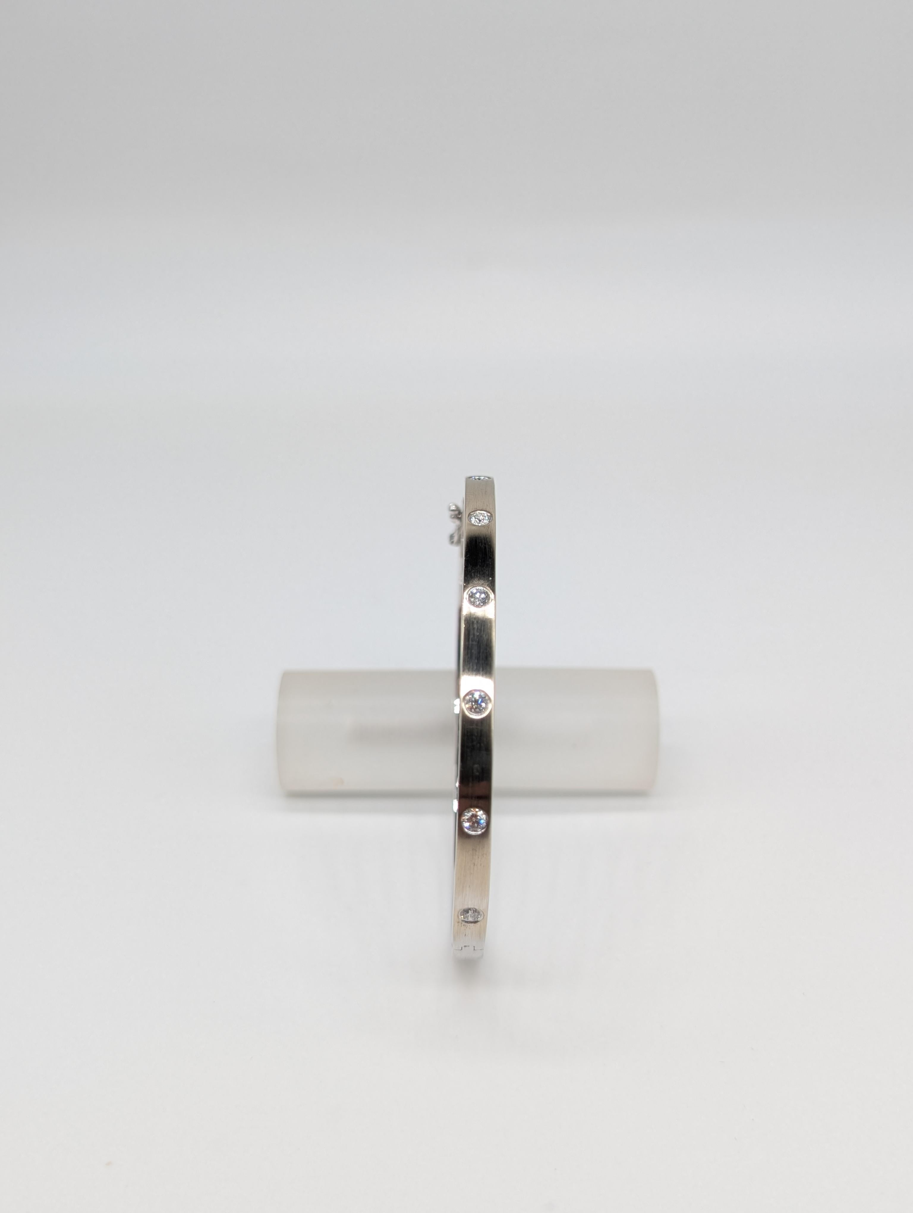 da uomo o donna Bracciale in oro bianco satinato 14K con 7 diamanti rotondi per un totale di 0,45 carati in vendita
