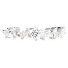 14K White Gold Scattered Baguette Diamond Stackable Wedding Band